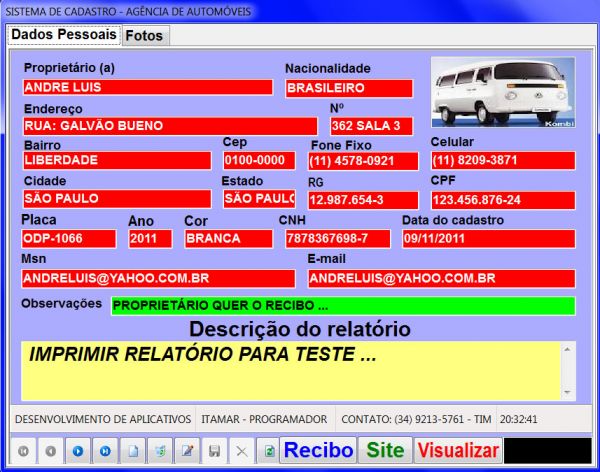 SISTEMA DE CADASTRO DE AUTOMÓVEIS